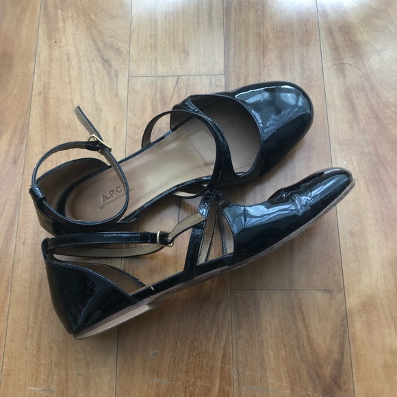 A.P.C. Patent leather ankle strap Mary Jane flats - Picture 2 of 7